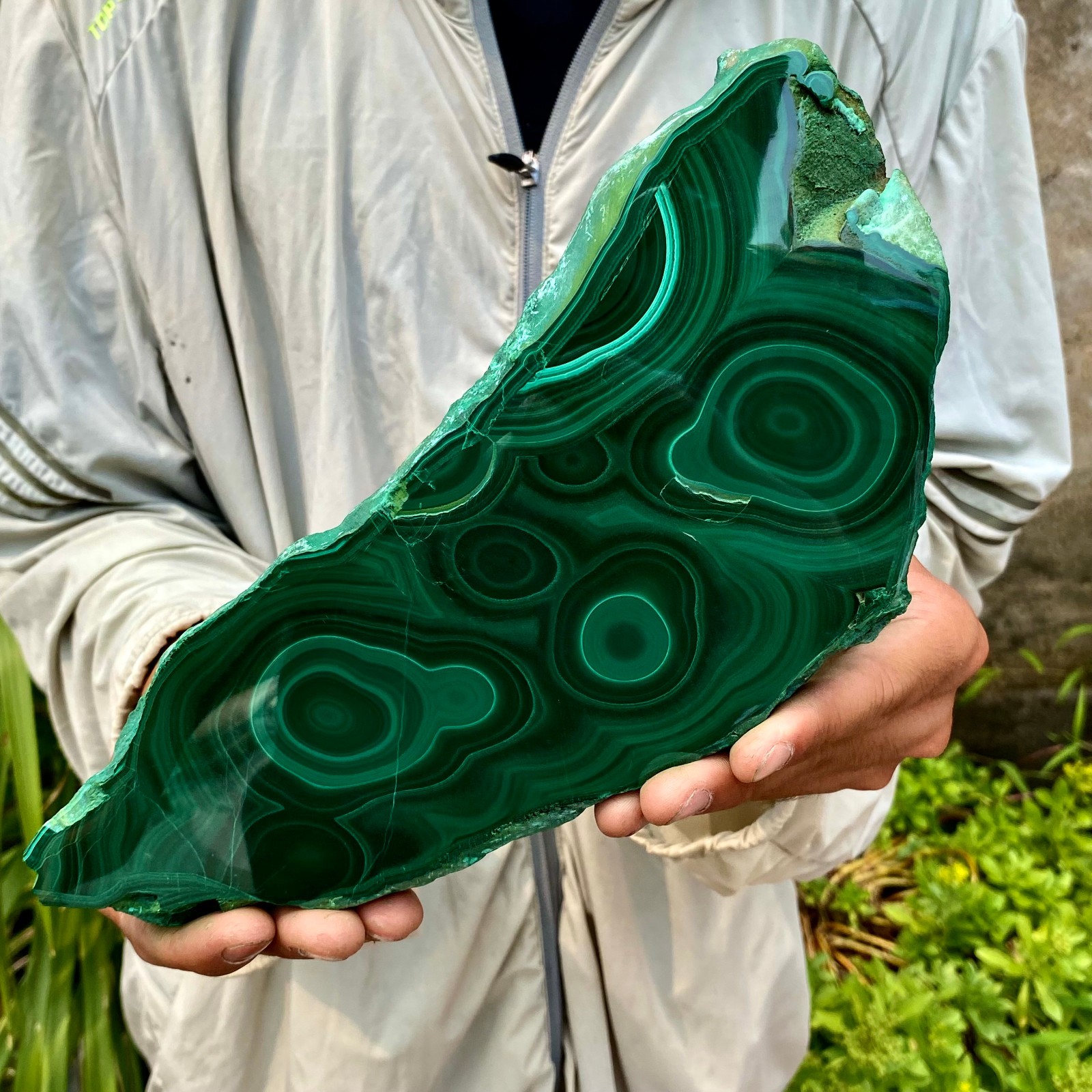 2.6LB Natural malachite slice quartz crystal luster mineral specimen