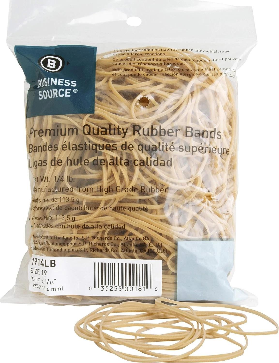 Natural Rubber Bands 1914lb 1/4 Lb Box 425 Count