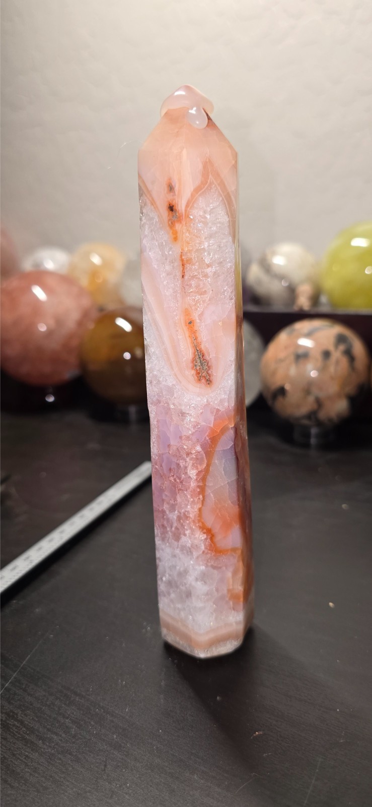 Vibrant Light Pink Carnelian Tower – 8 Tall, 1lb 1oz