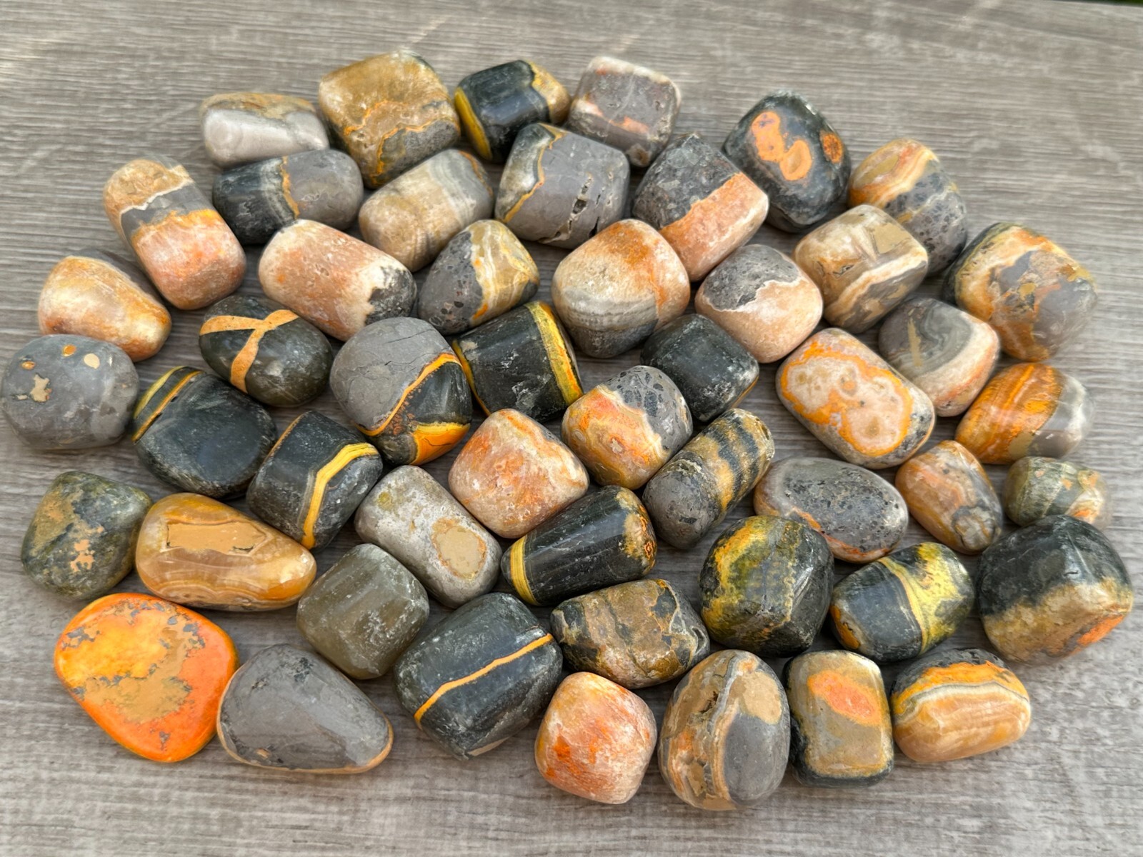 Grade A++ Bumblebee Jasper Tumbled Stones, 0.75-1.25″ Tumbled Bumblebee Jasper