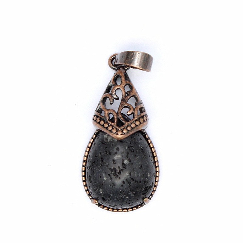 3-5PCS Natural Stone Personalized Retro Crystal Blue Agate Water Drop Pendant