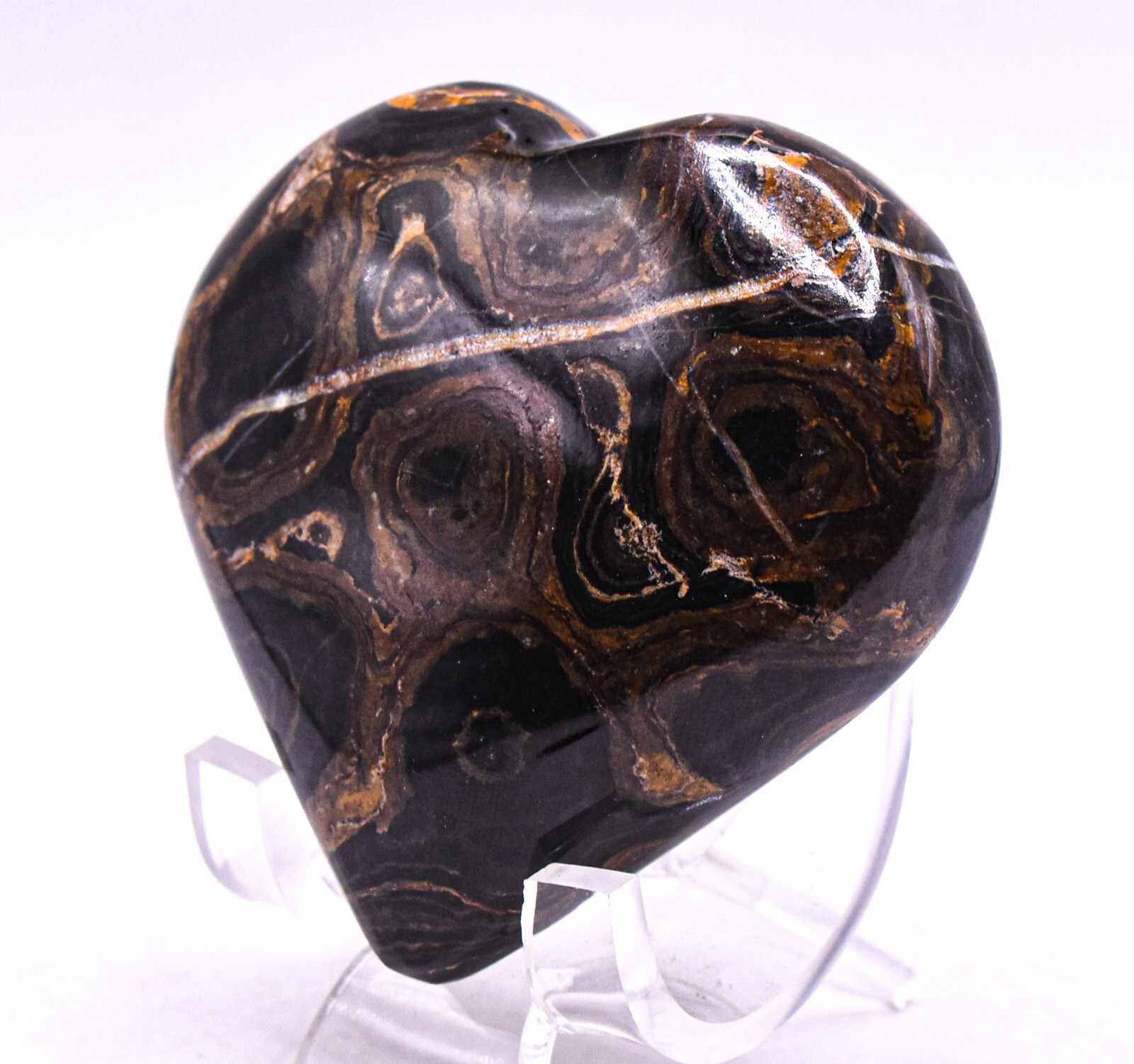 2.5″ Stromatolite Heart Polished Black Brown Algae Fossil Gemstone Mineral Peru
