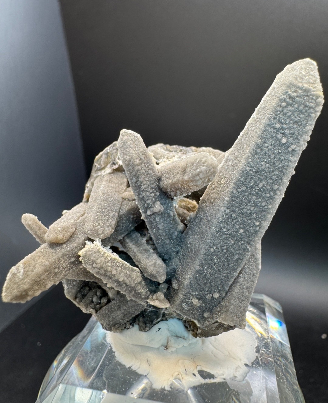 6347 Gray Candle Quartz Cluster with Druzy Coating Inner Mongolia 22g