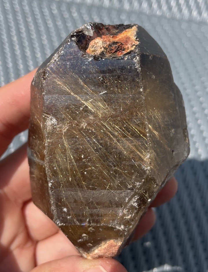 Golden Rutile Smoky Quartz Rough Gemstone 290g Crystal Lapidary