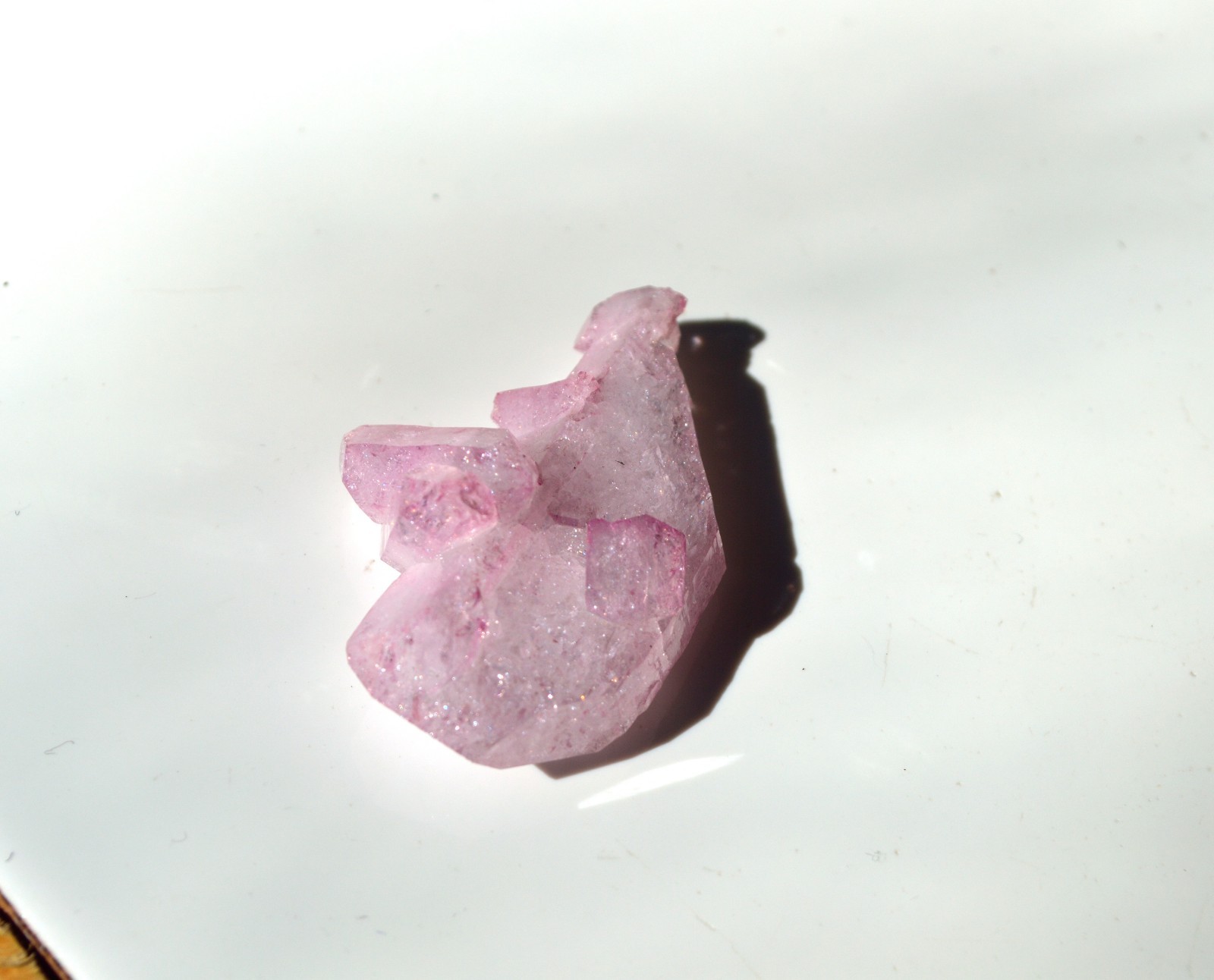 Pink Rose Aura Quartz Cluster: Tabby Style