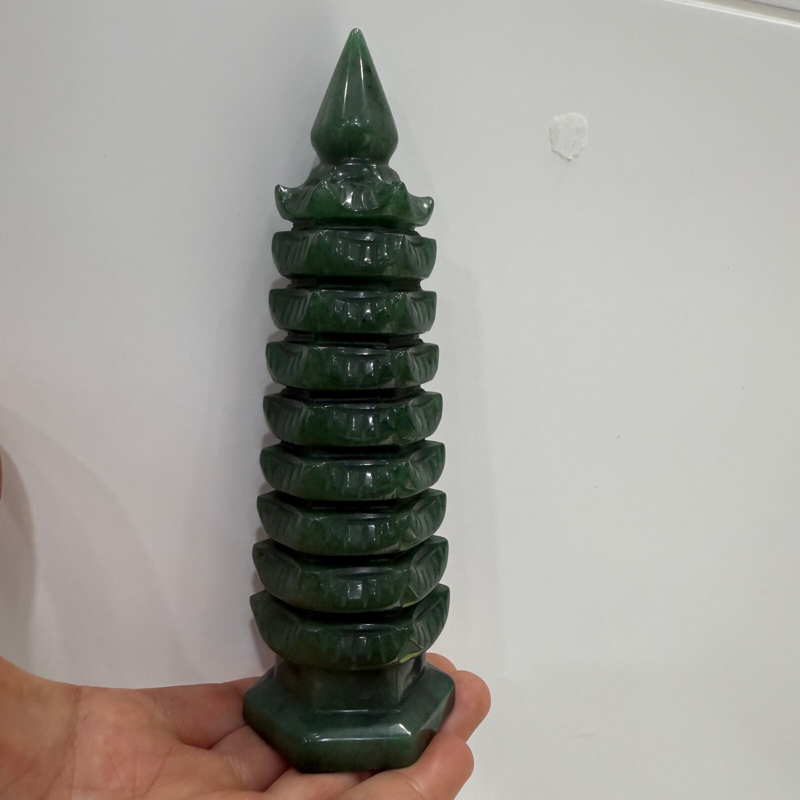 6″ Natural Green East Mausoleum Pagoda of Cultural Prosperity Reiki Heal