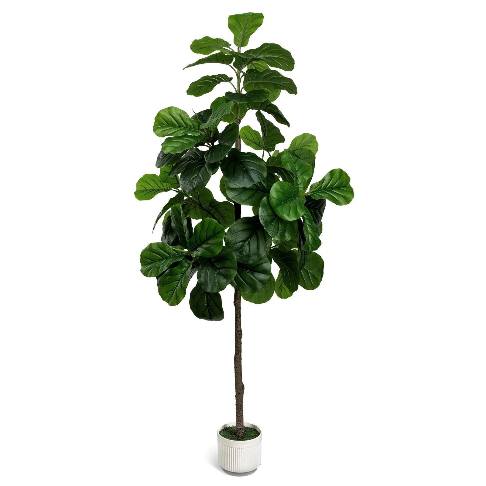 Artificial Fiddle Leaf Fig Tree 6FT – Large Fake Trees with White Planter, Ta…