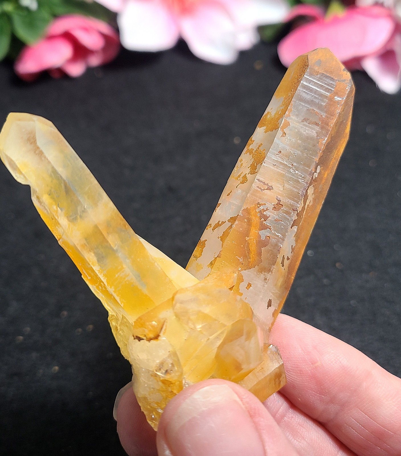 3.4″ 76g Pretty V Shape Golden Healer Quartz Crystal Cluster Stone Specimen