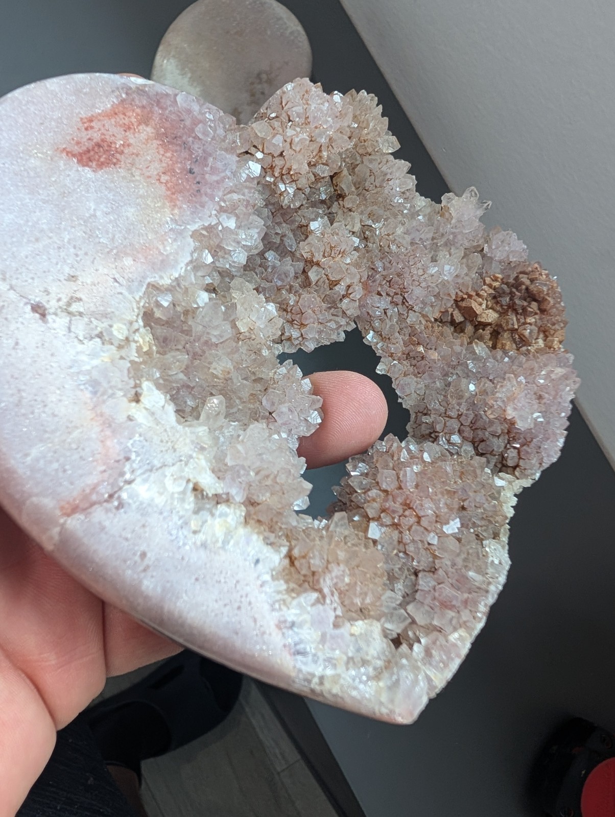 Heart-Shaped Pink Amethyst Cluster Geode Set