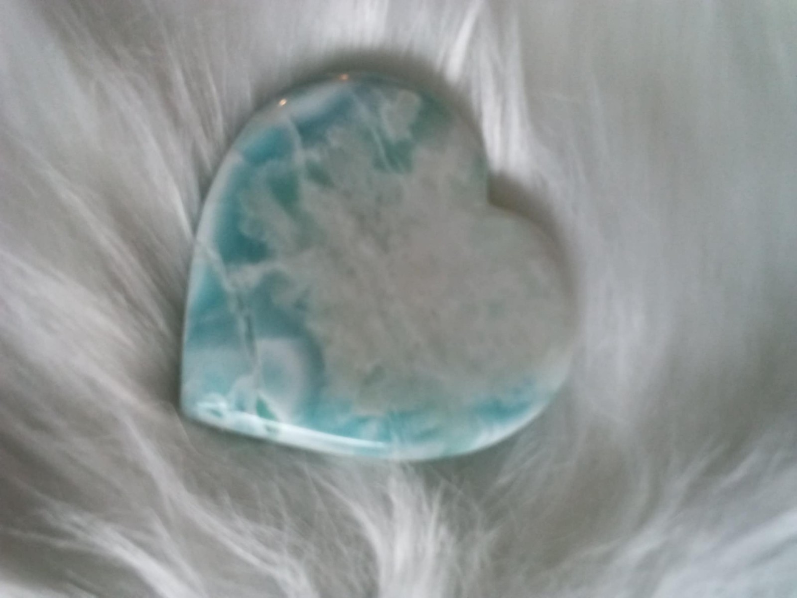 LARGE DOMINICAN REPUBLIC LARIMAR HEART PALMSTONE 65 mm x 66 pt 7 mm x 12 mm