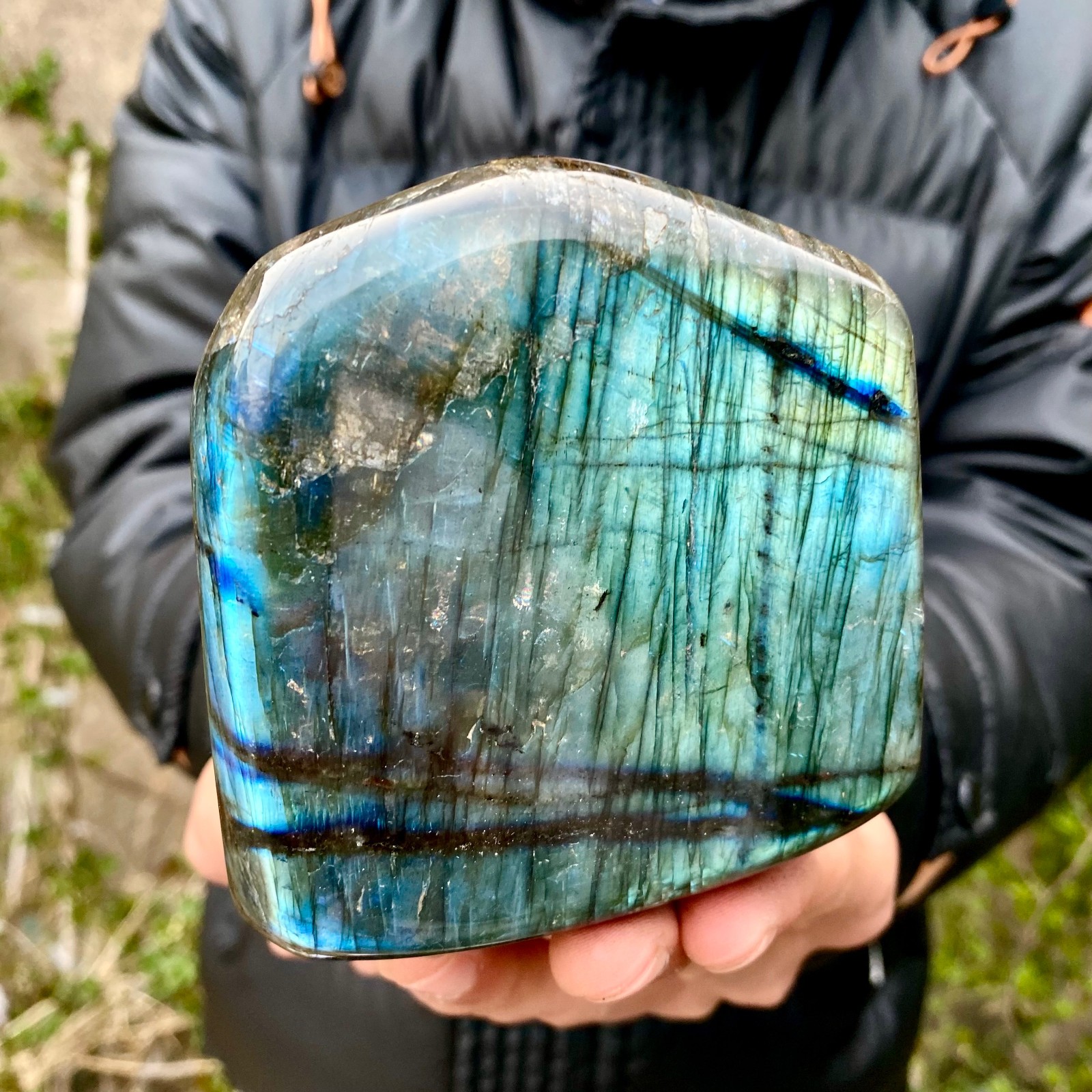 1.9LB Natural Gorgeous Labradorite Quartz Crystal Stone Specimen Healing
