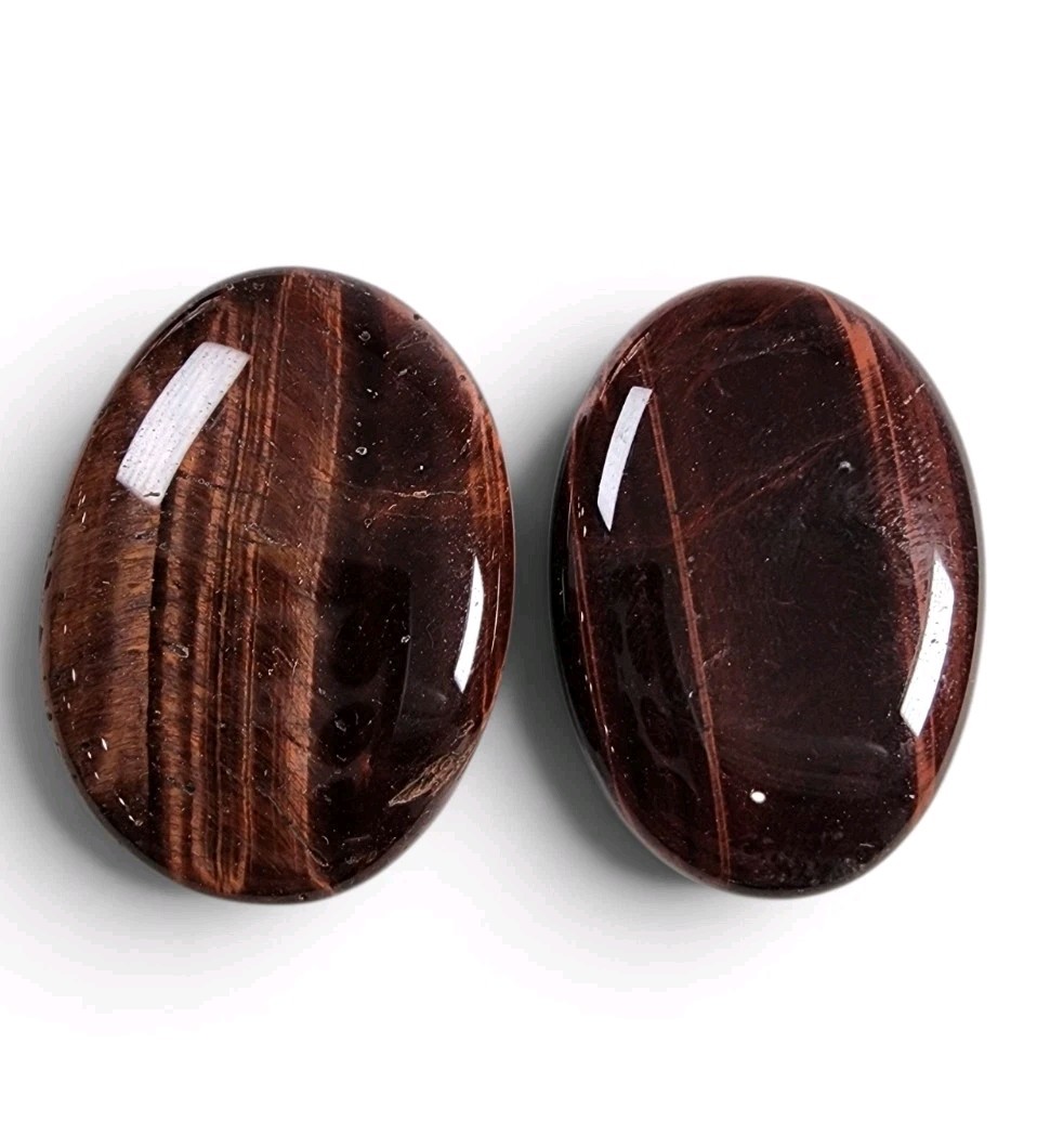 Red Tigers Eye Polished Smooth Stones Africa 33.3 grams 2 Piece Lot