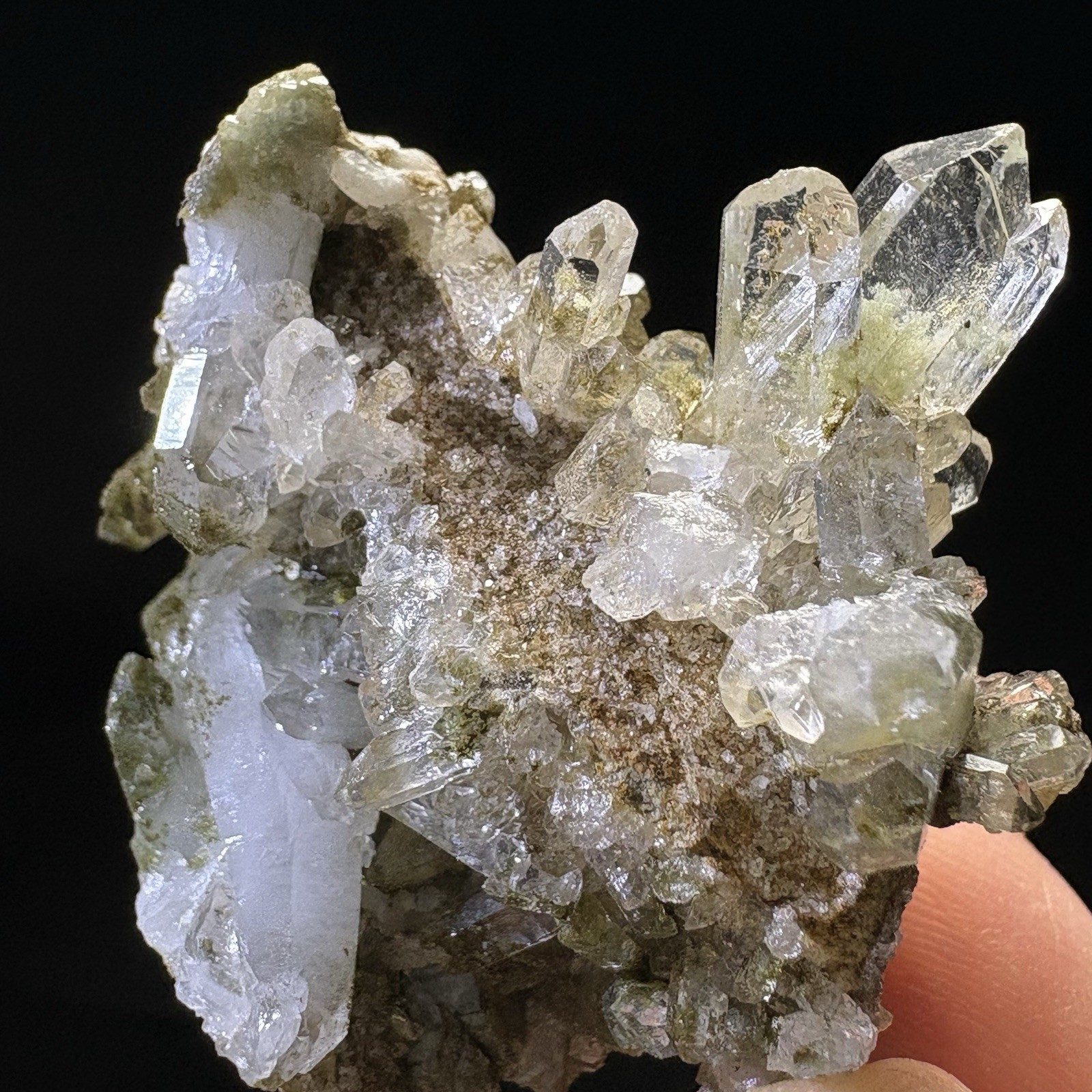 Natural Chlorite Green Phantom Quartz Cluster Raw Mineral Crystal Specimen
