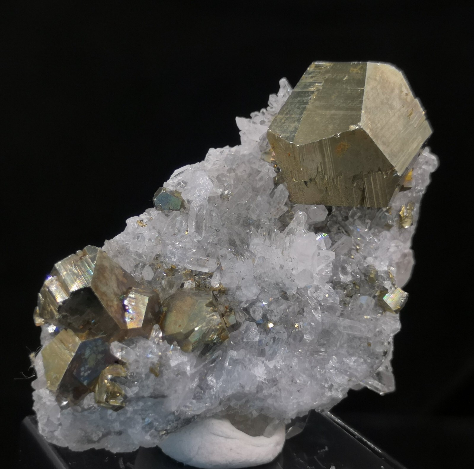 52mm 36g Bright Golden Pyrite with Quartz, Natural Mineral