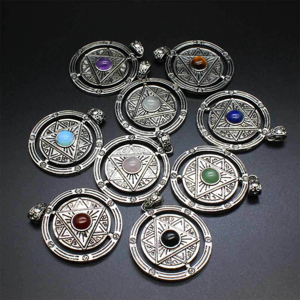 Natural Stone Crystal 6 Six Pointed Star Hexagram Pendant Chakra Bead Reiki Gift