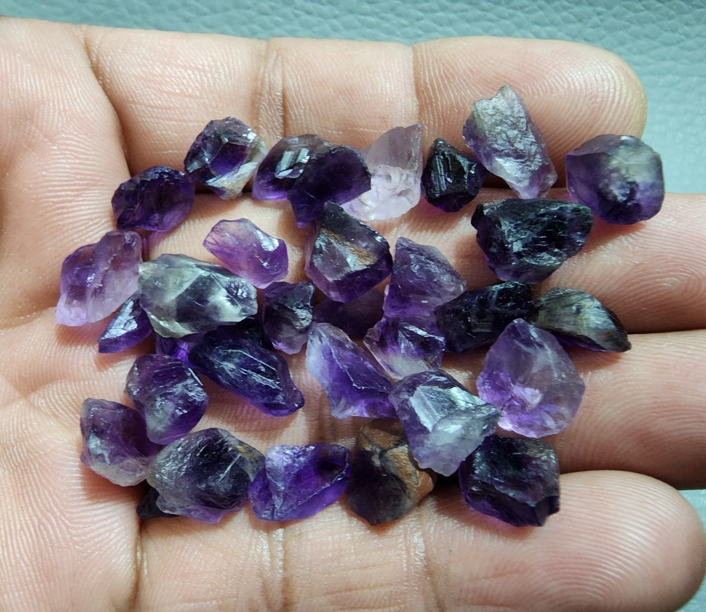 Raw Size 7-13 MM Purple Amethyst Rough Gemstone 33 Pcs Amethyst Crystal Rough