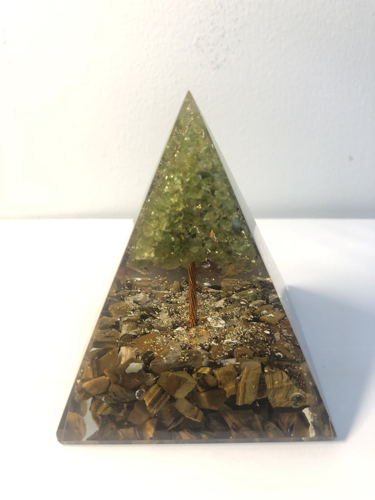Tree of Life Orgone Pyramid- Reiki Healing Natural Crystal Meditation stone 80MM