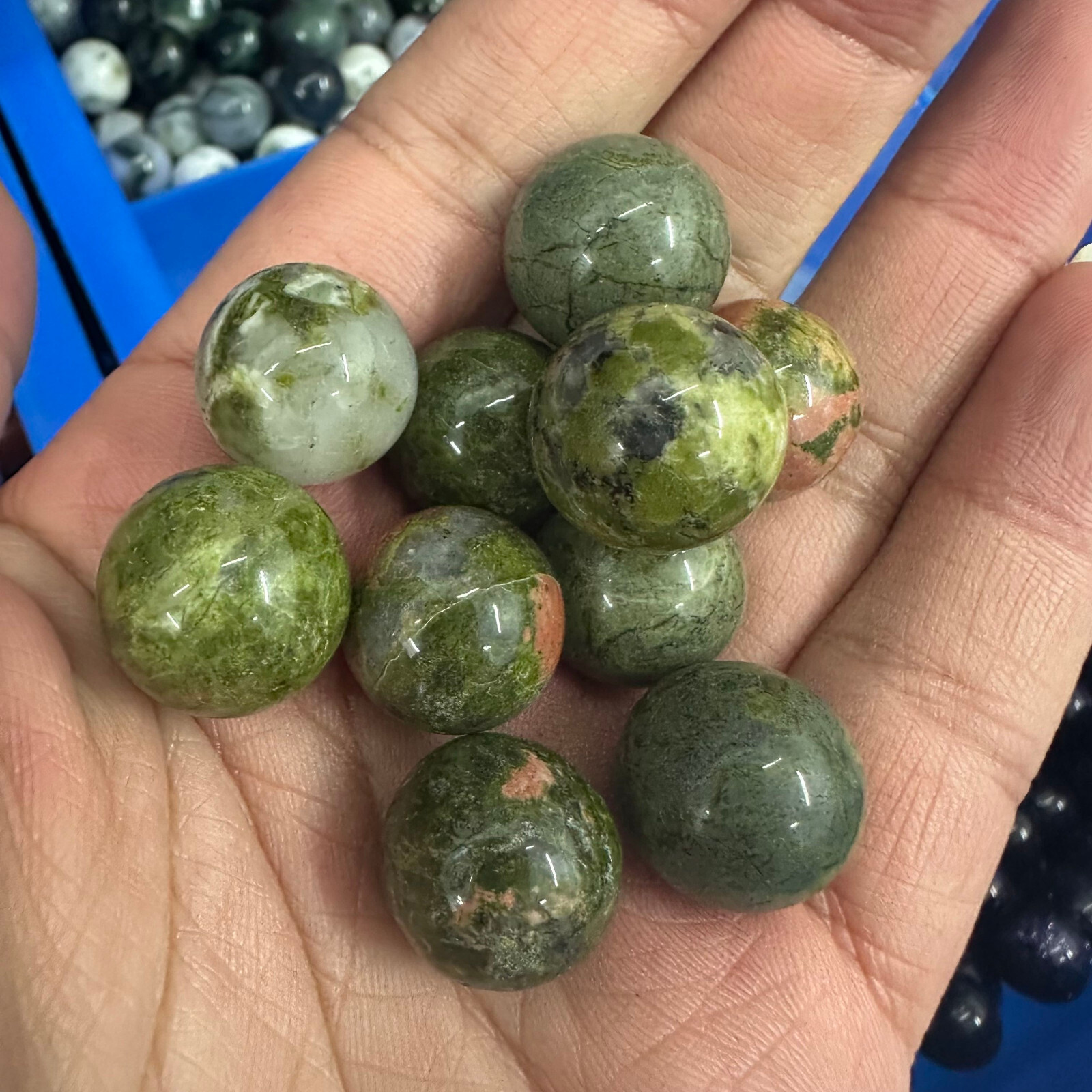 5PC Natural Unakite Ball Quartz Crystal Sphere Energy Healing Stone Gift