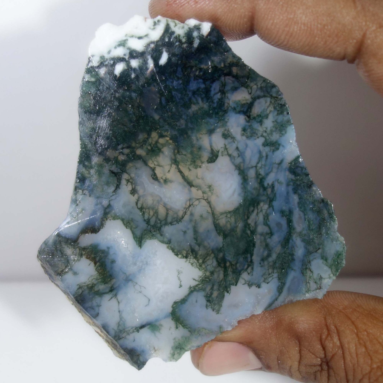 Seaweed Green Moss Agate Slice Slab Rough Natural Gemstone Loose 188.20 Cts