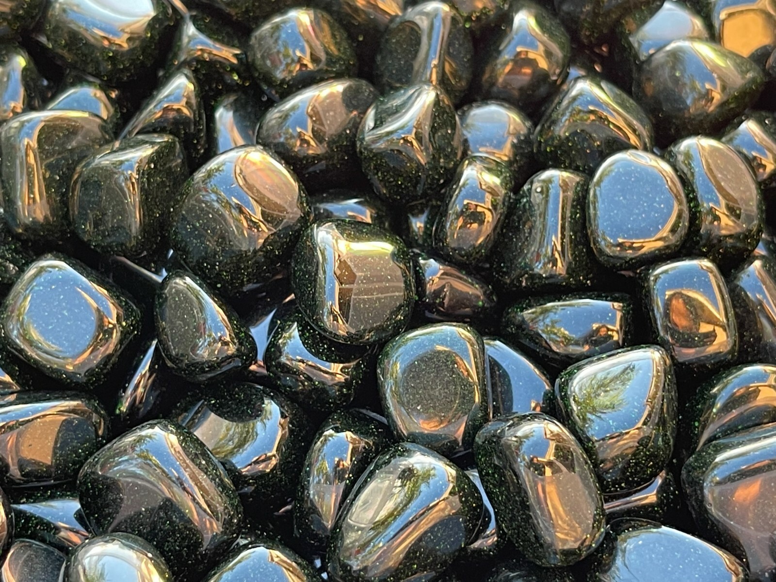 Grade A++ Green Goldstone Tumbled Stones 0.75″ – 1″, Pick How Many