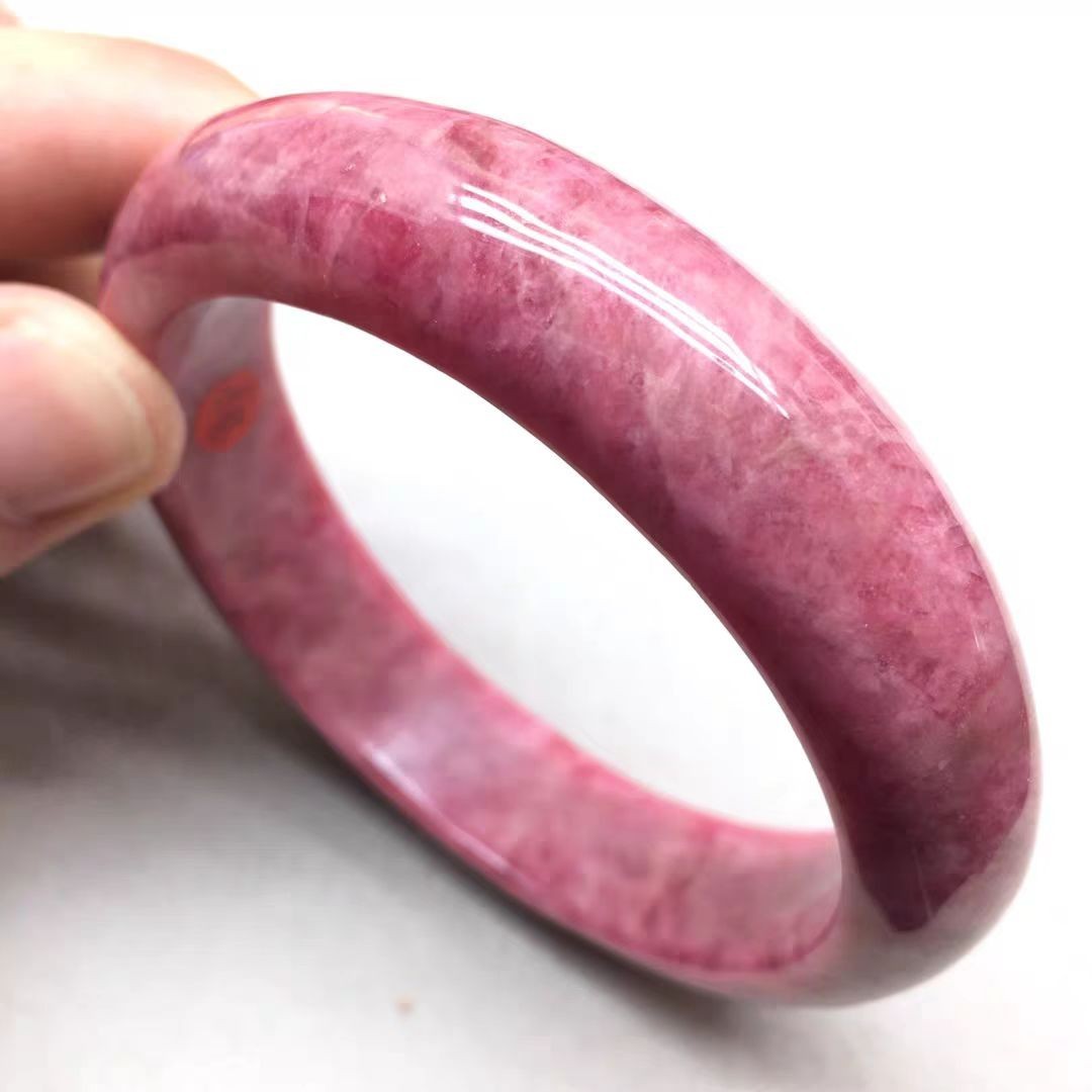 Genuine Natural Rose Quartz Crystal Round Bangle 57mm Adult Collectibles