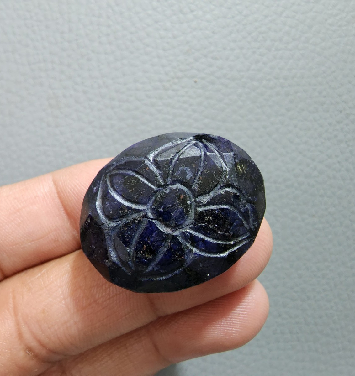 Fabulous Blue Sapphire Carving 128 Ct Handcrafted Gemstone Loose Art Gemstone