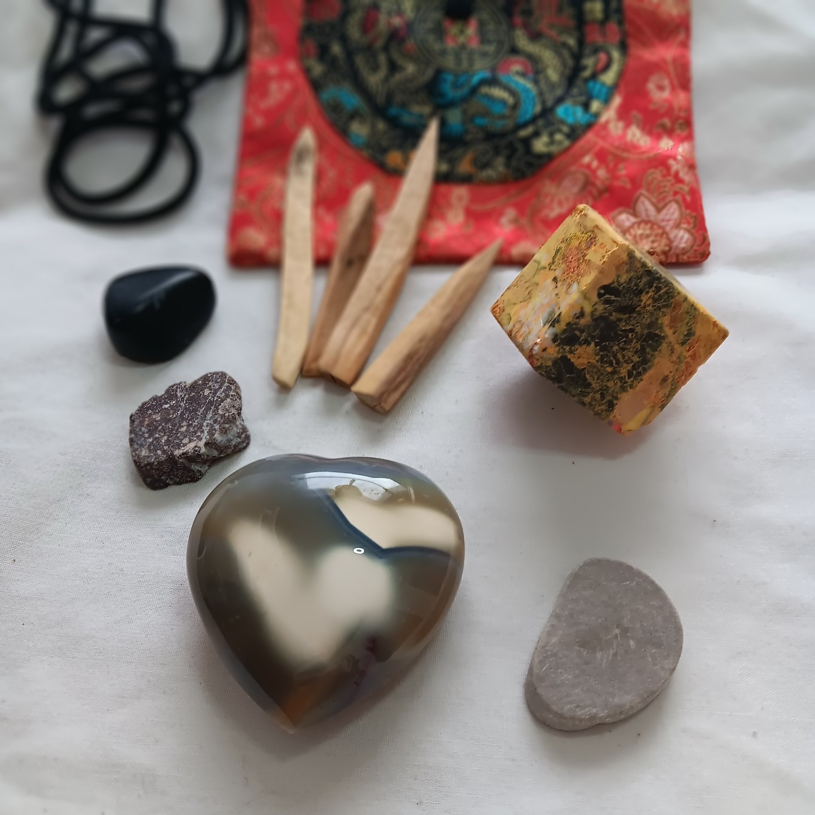 Crystals Large Orca Agate Stone Ocean Jasper Palo Santo 10 Pc Spiritual Kit