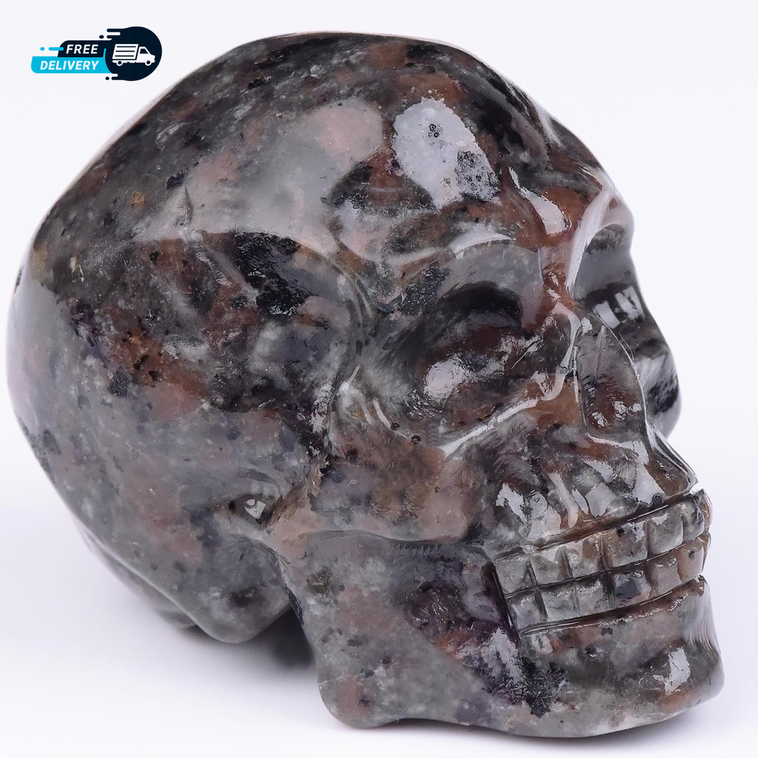 2 Inch Flame Yooperlite Stone Crystal Skulls Decor Skull Sculpture Statues