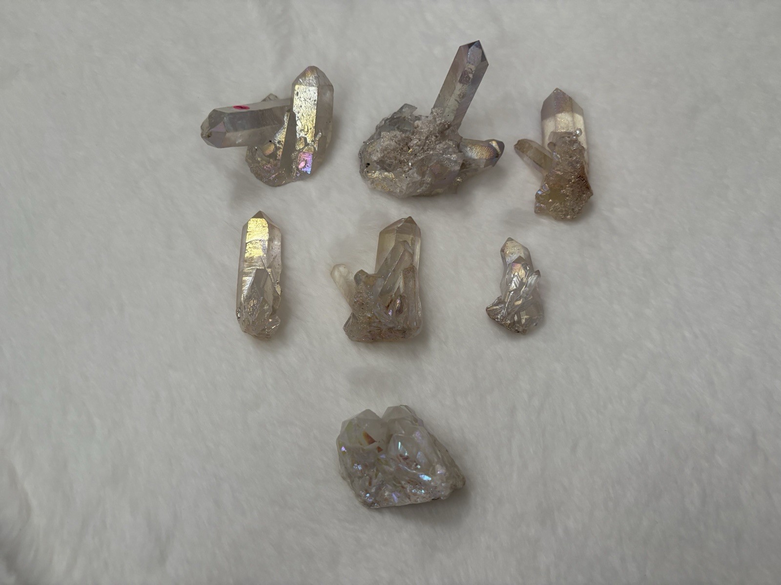 Angel Aura Quartz Crystal Cluster Lot 7 Pieces Point Specimen
