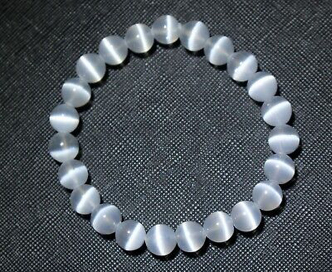 Natural 8-14mm Selenite Gems Beads Bracelet Reiki Healing Crystal Healing 7.5″