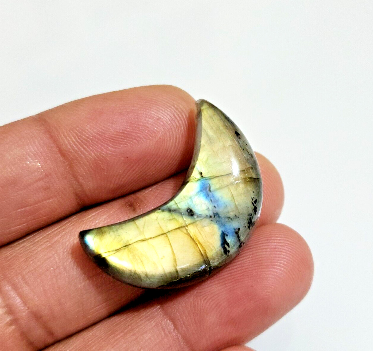 100% Natural 45.50 Crt Multi Labradorite Moon Shape Loose Gemstone For Jewelry
