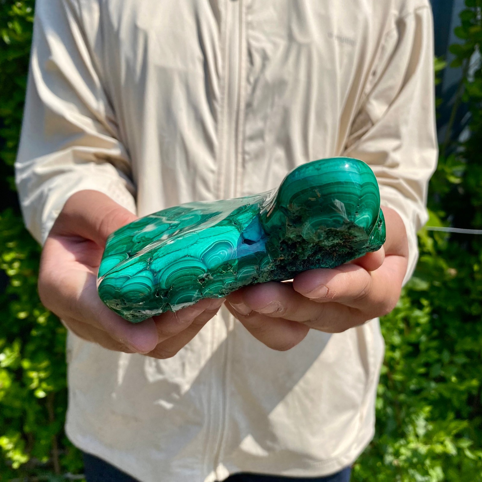 1.46LB Natural glossy Malachite transparent cluster rough mineral sample