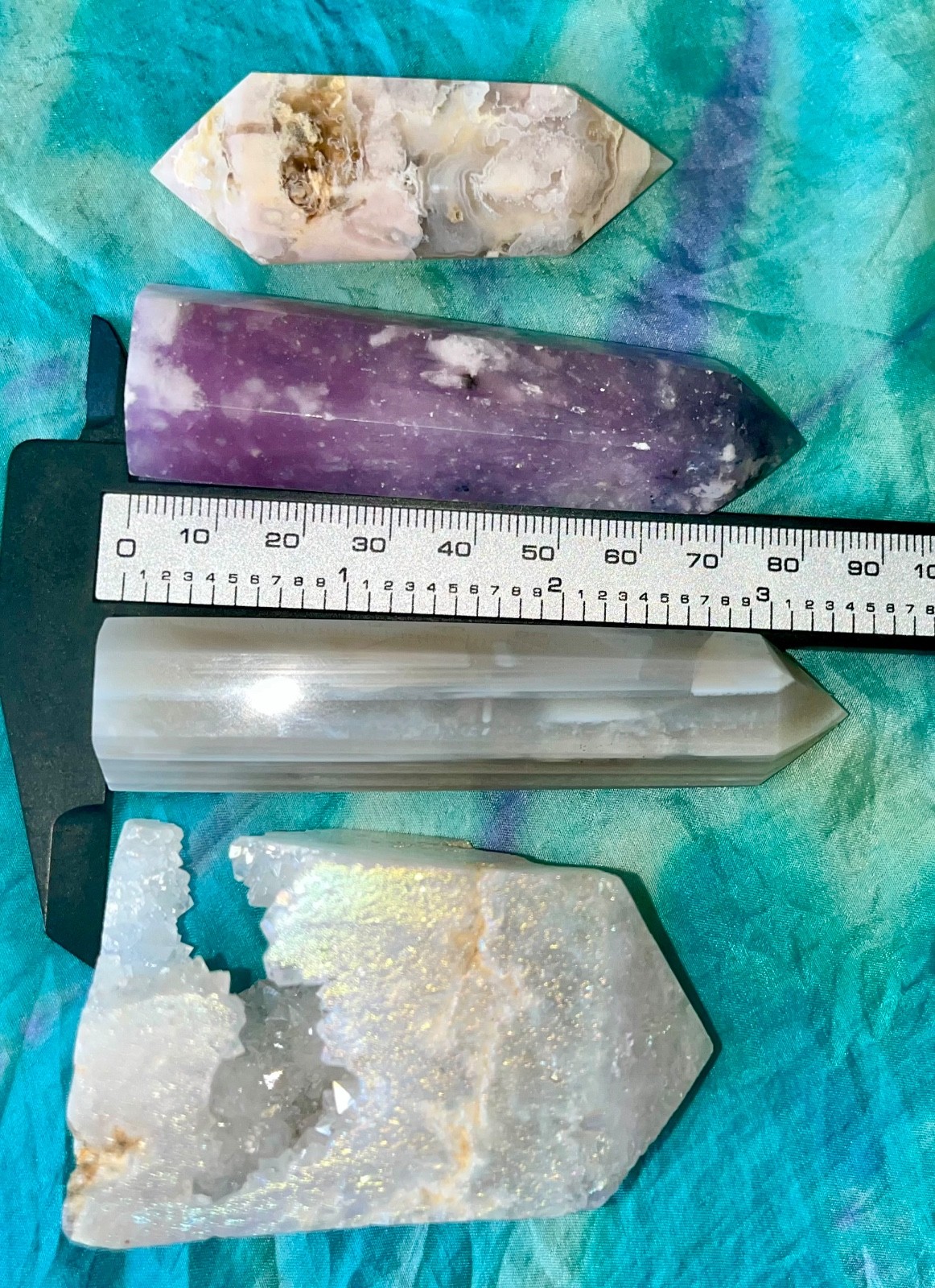 🌸 Flower Agate DT Aura Quartz Pink Tourmaline Banded Agate crystals reiki 258g