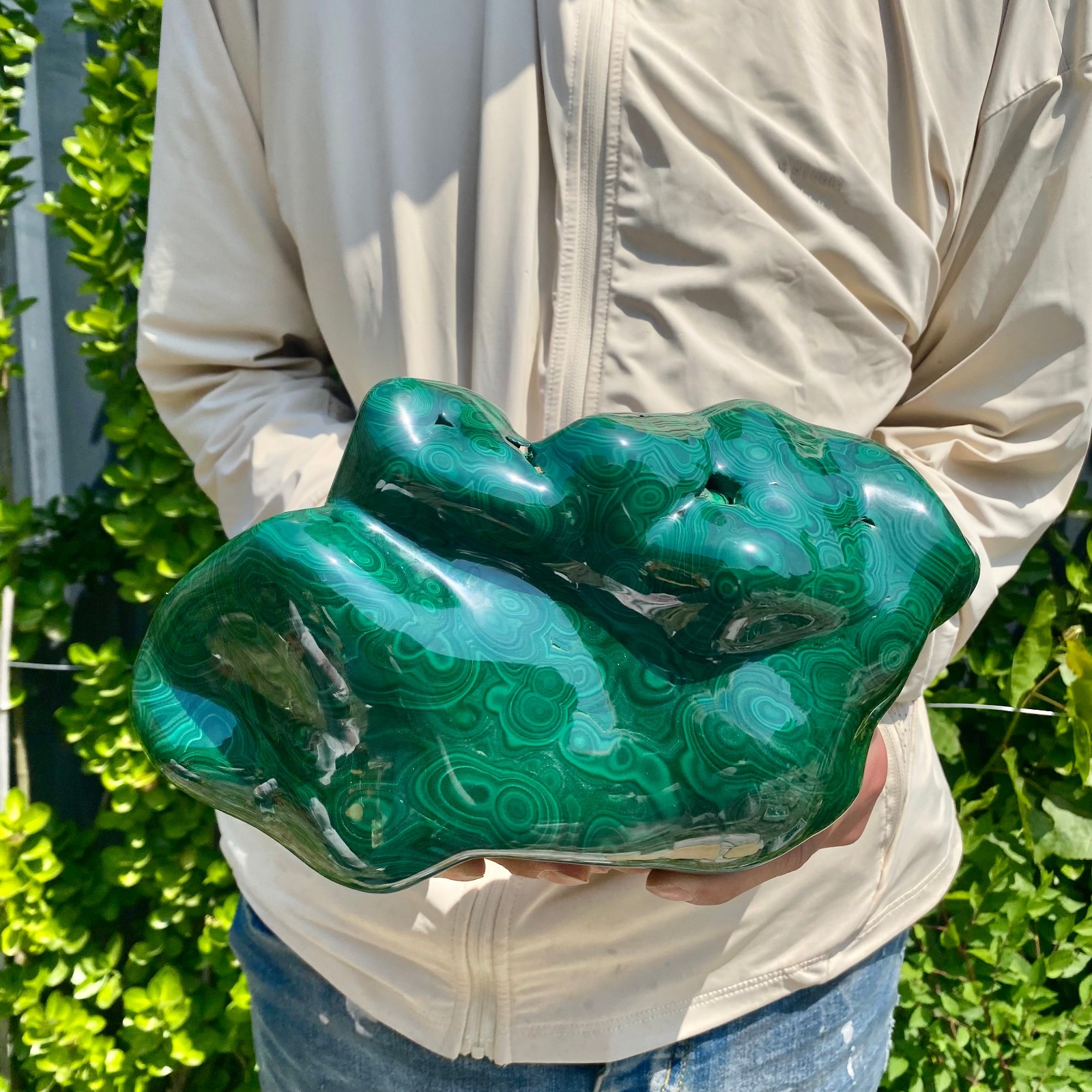 9.47LB Natural glossy Malachite transparent cluster rough mineral sample