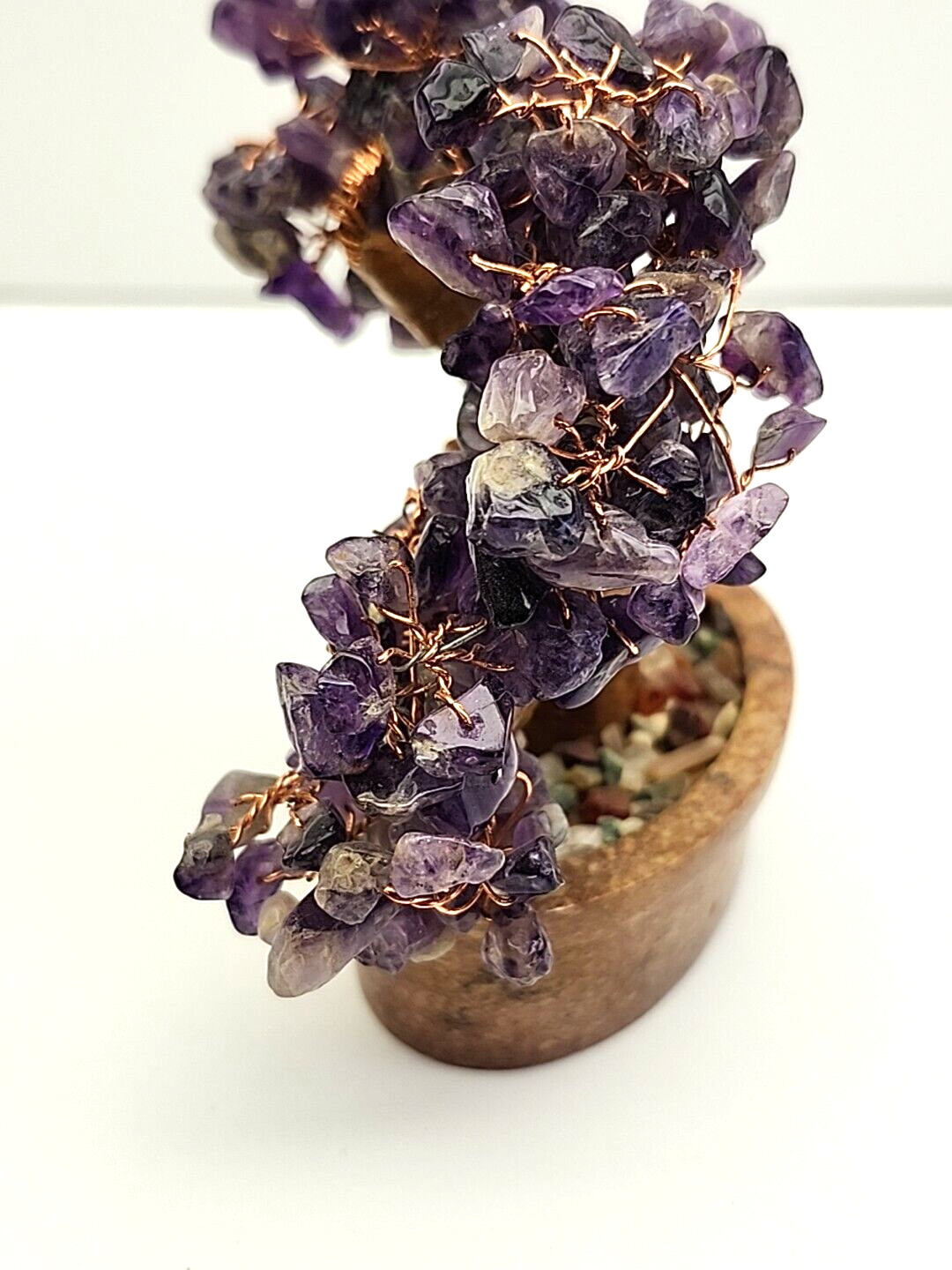 Natural Amethyst Crystal Tumbled Stone Tree of Life Healing Money Decor B14-2258