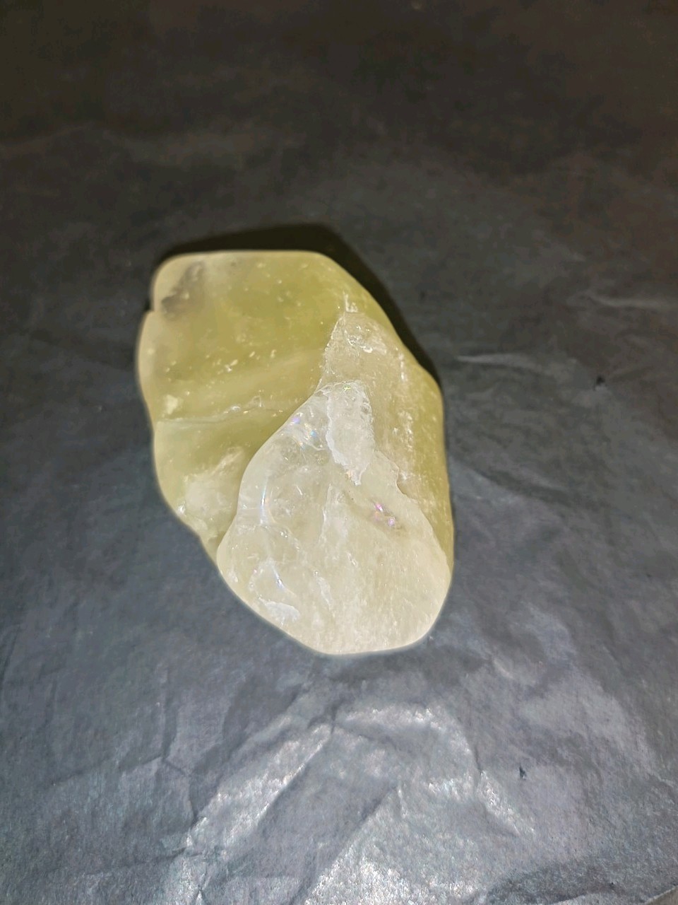 Sulphur In Clear Quartz Tumbled Crystal Freeform Nugget 50-100g