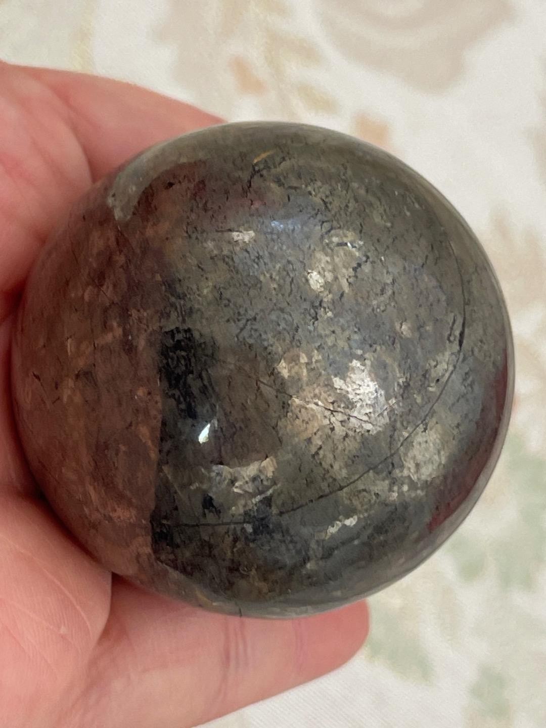 50mm Copper Pyrite Human Carved Sphere Ball, Realistic,Crystal Healing #B18