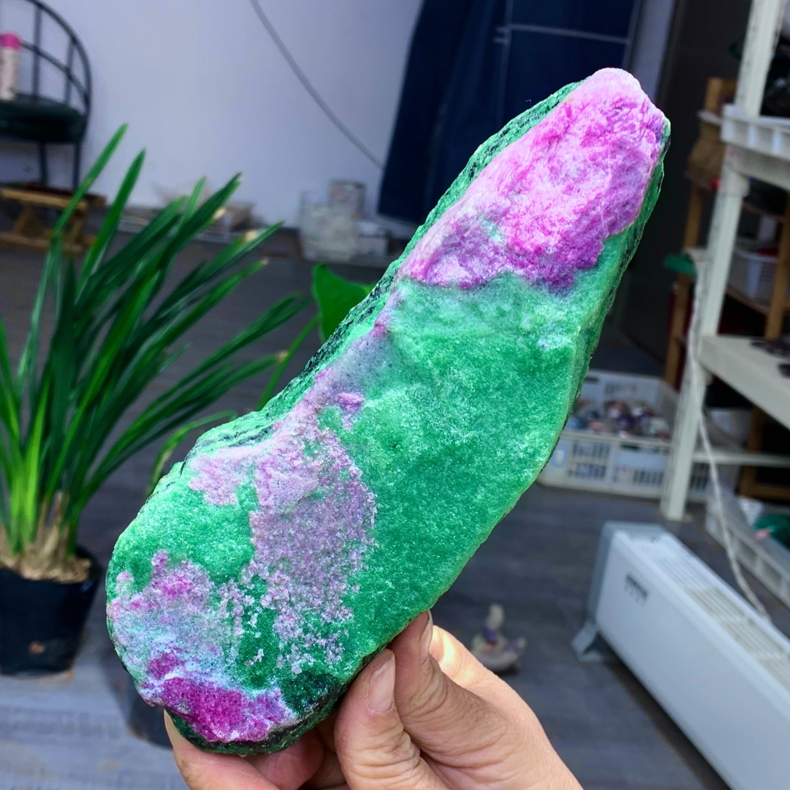 2.54LB Natural green Ruby zoisite (anylite) crystal Chakra Healing Energy A763