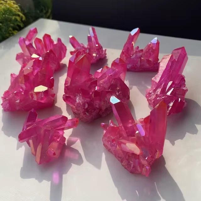 Hot Pink Aura Quartz Cluster Gorgeous Titanium Ore Coated Angel Aura Quartz