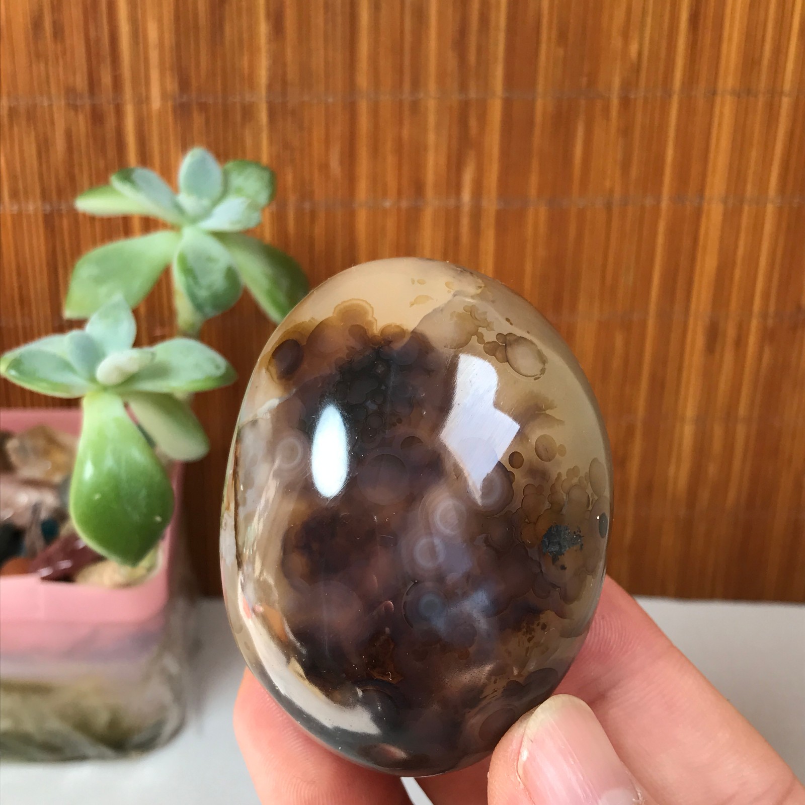 63-48-35mm Natural aquatic plants agate pretty Crystal specimens 145g A1882