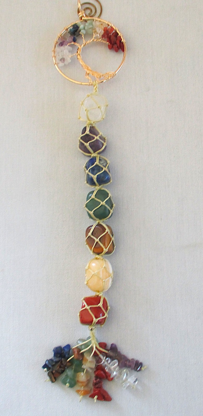 Semi Precious Stone Tree of Life Wall Hanging with 7 Chakra Stones