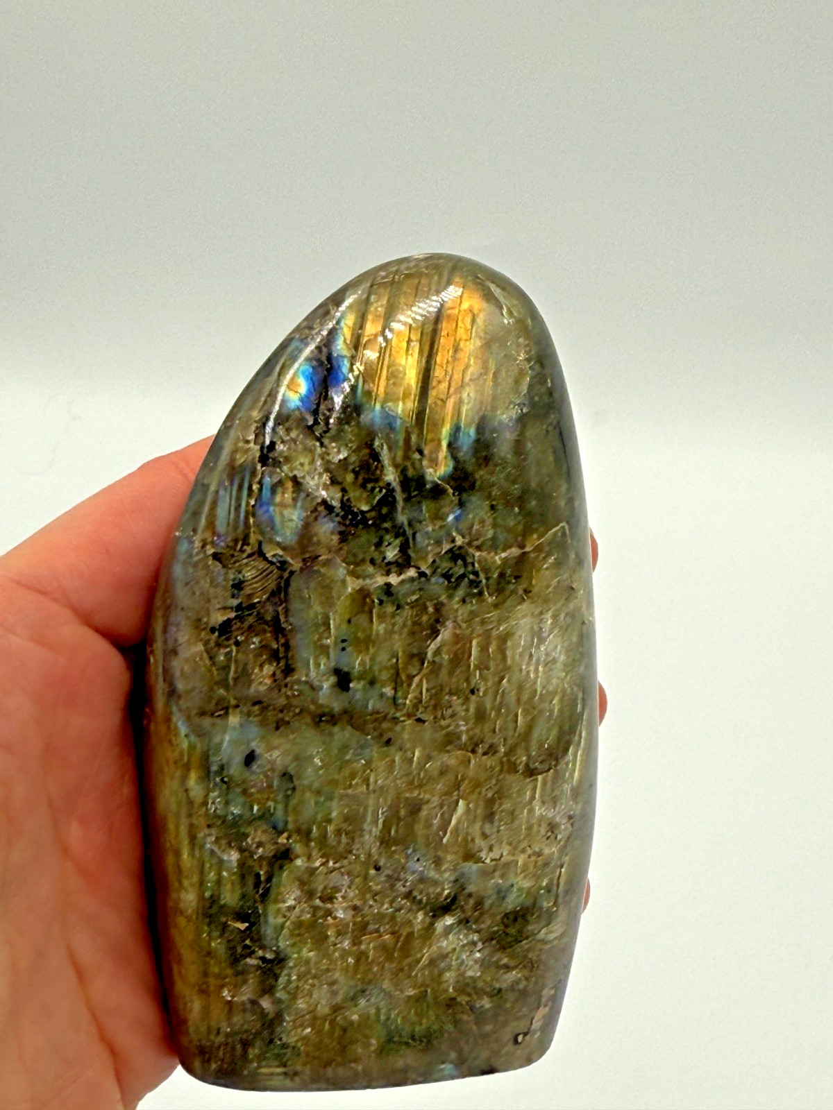 314g 4.5″ Natural Labradorite Quartz Crystal Polished Freeform Healing Mineral