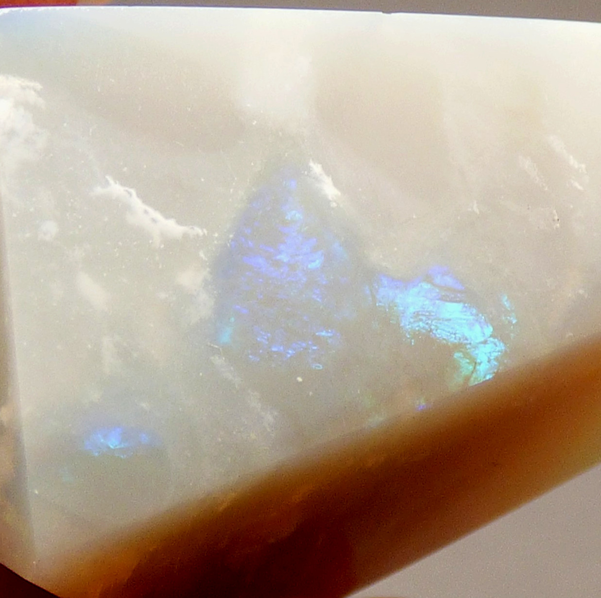 Large Milky Opal With Vivid Fire Coober Pedy Australia Polished 46.85ct 24mm