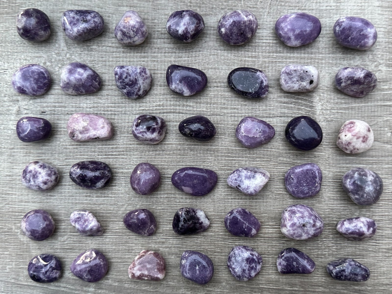 Grade A++ Lepidolite Tumbled Stones 0.75-1.25 Inch, Wholesale Bulk Lot