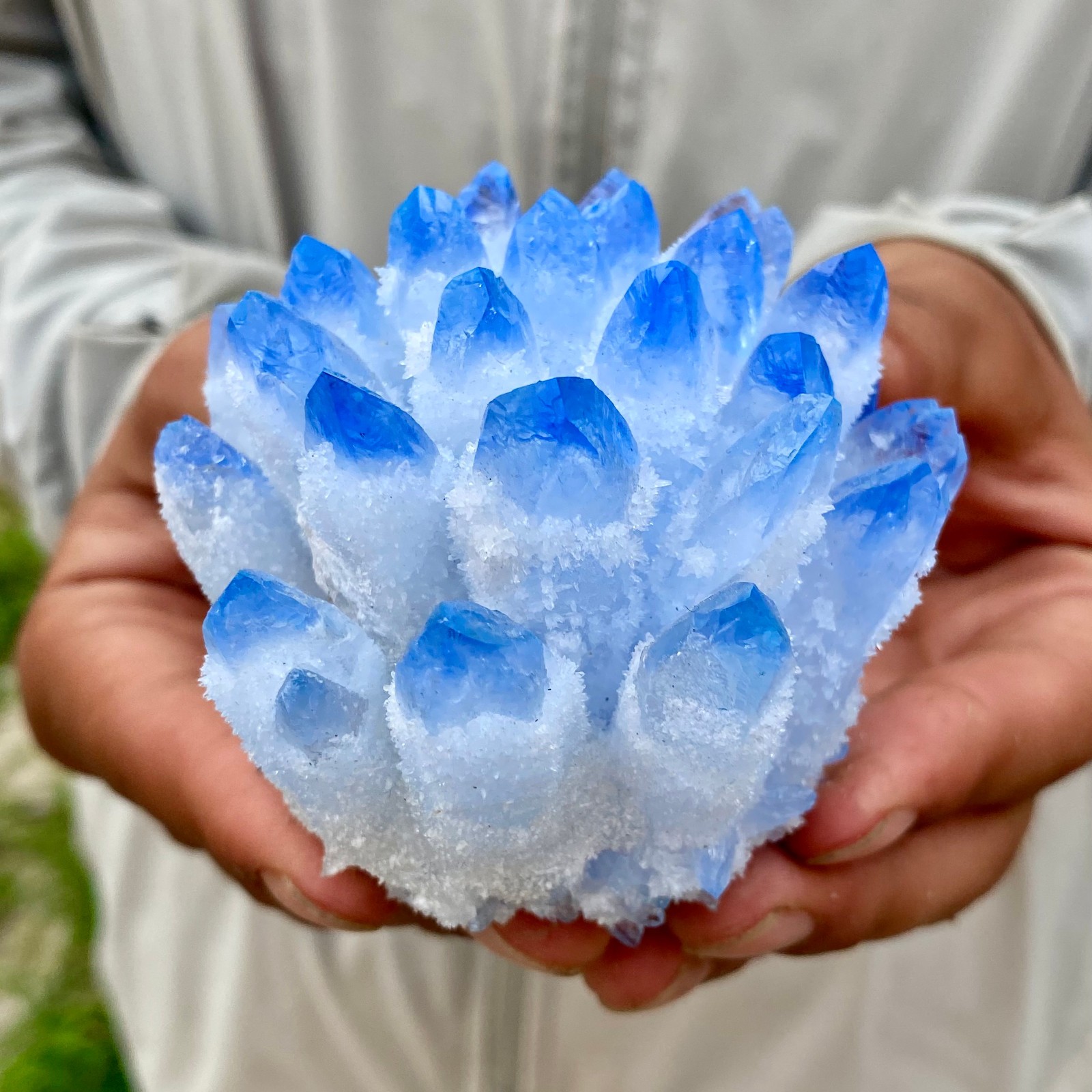 345G New Find blue Phantom Quartz Crystal Cluster Mineral Specimen Healing