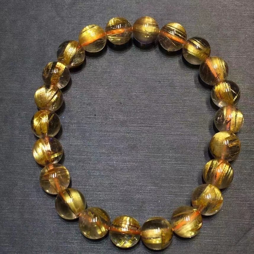 Fashion Design Natural Gold Rutilated Quartz Round Beads AAAA 8.5mm