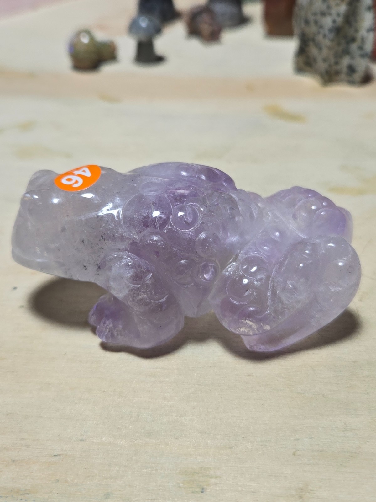 BEAUTIFUL Hand Carved Amethyst Toad figurine ~3x2in O46