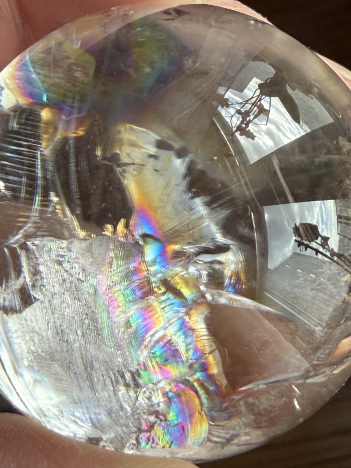 50mm Natural Rainbow Clear Quartz Sphere 173 grams