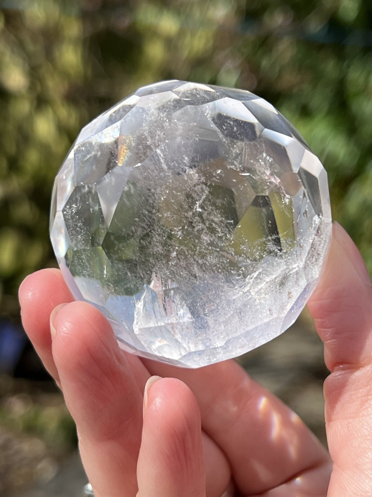Clear Quartz Hand Faceted Large Crystal Ball AAA+ 48mm Diameter Freestanding 7