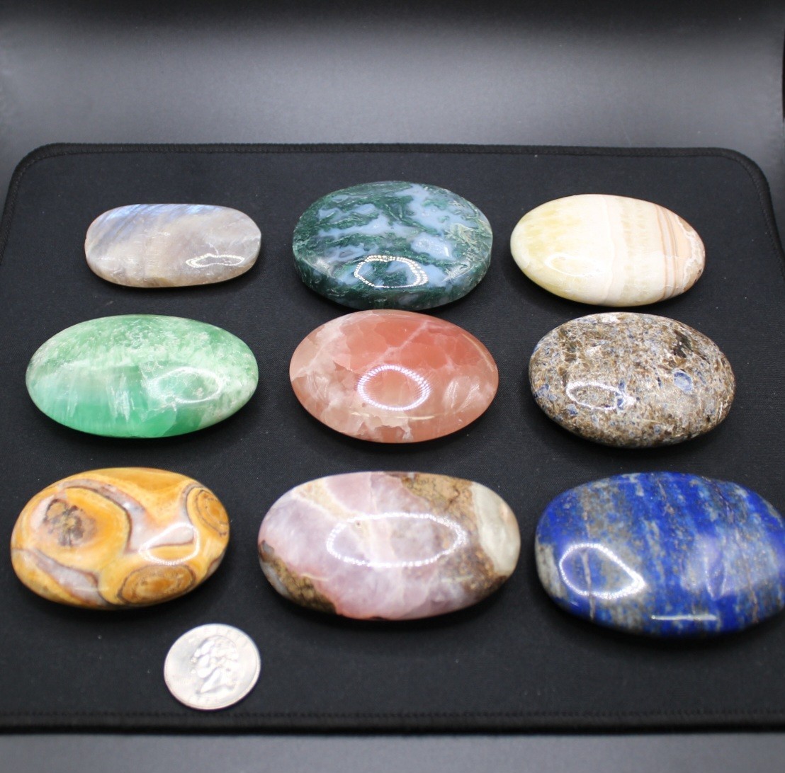 Crystal Palm Stone Moss Agate Sapphire Smithsonite Lapis Lazuli Pink Aragonite
